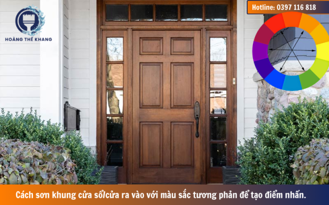 Sơn cửa màu tương phản tạo điểm nhấn