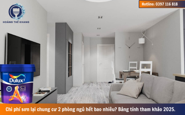 Chi phí sơn lại chung cư 2 phòng ngủ? Bảng tính 2025